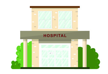 Vector isolated illustration of local hospital building in flat style
