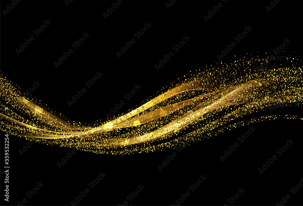 Poster Abstract shiny color gold wave design element