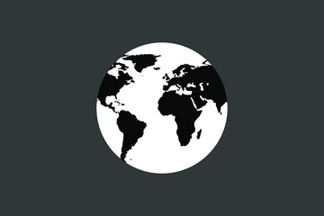 World globe icon, black and white vector illustration
