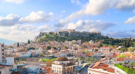 Fototapeta na wymiar Skyline of Athenth with Acropolis hill