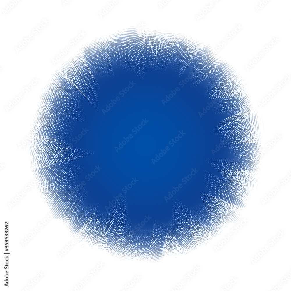Poster abstract background with many particles. optical illusion of distortion of space.