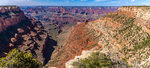 A panorama showing tributary stream to the Colorado River from Yaki Point on the South Rim of the...