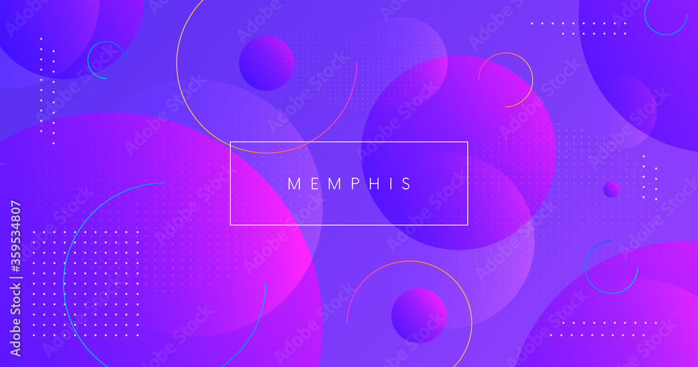 Poster Minimal geometric background vector design. Cool circle shapes composition. Trendy backdrop.