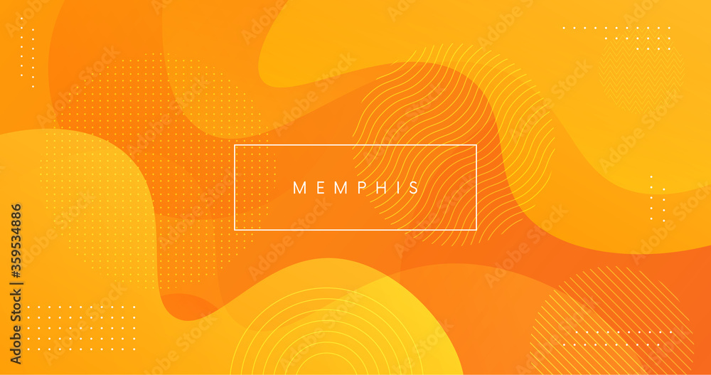 Aufkleber Minimal geometric summer background with memphis shapes. Abstract yellow backdrop.