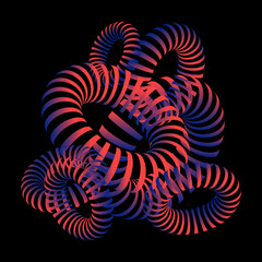 abstract composition of lined donut shapes