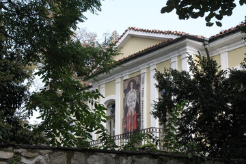 building architecture Bulgary  drawing on the wall