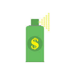Fototapeta premium Spray of money and dollars from a dispenser. A lot of money is sprayed from the dispenser nozzle into the air. Vector illustration.