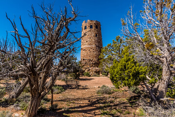 Desert view watchtower on the South Rim of the Grand Canyon, Arizona