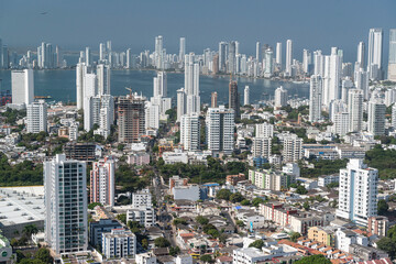 Fototapeta premium Cartagena das Indias, Bolivar, Colombia on February 17, 2018. View of the city from the Convent of Santa Cruz de la Popa.