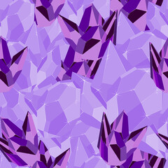 Purple precious stones iceberg seamless vector pattern.