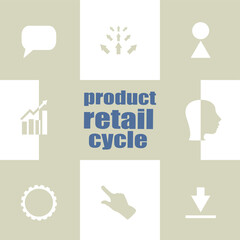 Fototapeta premium Text Product retail cycle. Business concept . Infographic Elements. Business icon set