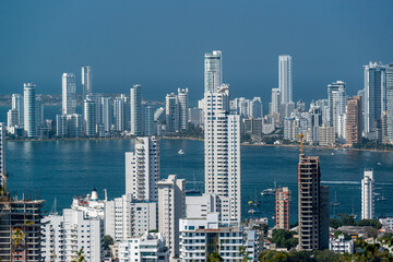 Obraz premium Cartagena das Indias, Bolivar, Colombia on February 17, 2018. View of the city from the Convent of Santa Cruz de la Popa.