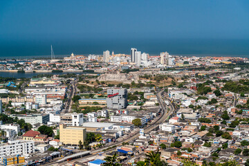Obraz premium Cartagena das Indias, Bolivar, Colombia on February 17, 2018. View of the city from the Convent of Santa Cruz de la Popa.
