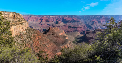 A panorama from the Trailhead view on the South Rim of the Grand Canyon, Arizona
