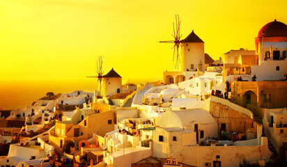 windmill of Oia at sunset, Santorini