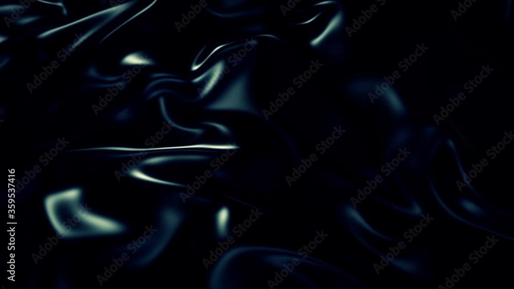 Aufkleber black silky fabric forms beautiful folds in the air in slow motion. 4k 3d animation of wavy black cl