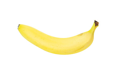 One ripe yellow banana on white background