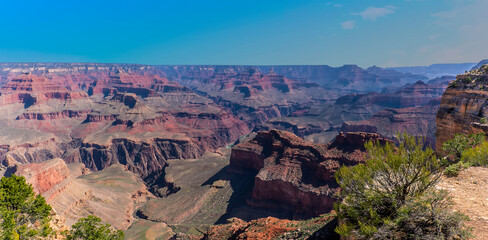 : Close up of the north rim of the Grand Canyon, Arizona from Hopi Point on the south rim