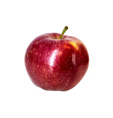 One whole ripe red apple on white background