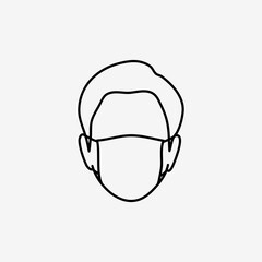 Man in face mask line icon, vector pictogram of disease prevention. Man wearing medical face mask. 