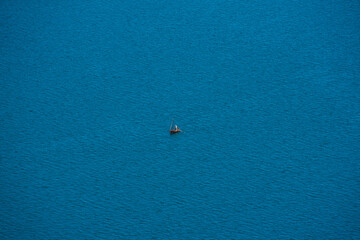 lake with canoe four