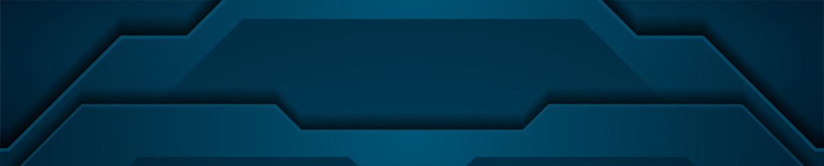 Obraz premium Dark blue tech geometric abstract banner design. Futuristic concept vector background