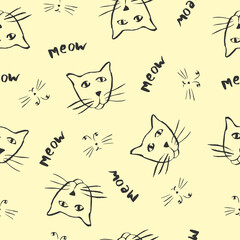 Vector seamless pattern with cats