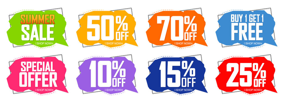 Set Sale banners design template, discount tags, app icons, vector illustration 