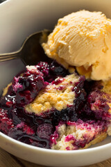Homemade Berry Cobbler with Ice Cream