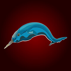 flat illustration narval sea fish