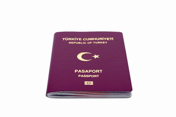 Turkish citizen public passport - isolated on a white background