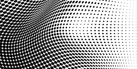 Abstract halftone wave dotted background. Futuristic twisted grunge pattern