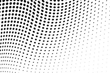 Abstract halftone wave dotted background. Futuristic twisted grunge pattern