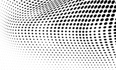 Abstract halftone wave dotted background. Futuristic twisted grunge pattern