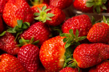 Red strawberry closeup. Fresh berry.