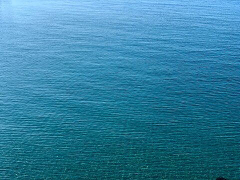 Azure blue surface of summer Mediterranian sea
