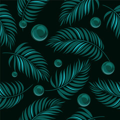 Palm leaves. Tropical seamless background pattern. Graphic design with amazing palm trees suitable for fabrics, packaging, covers