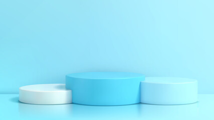 Podium in abstract blue composition, 3d vector illustration