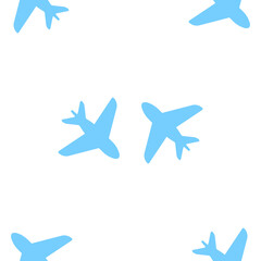 Seamless pattern with airplanes flying towards each other at different heights. Isolated vector illustration on a clean background. Everywhere 2 planes.