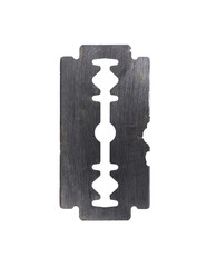 old razor blade isolated on white background
