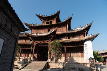 Obraz premium View of narrow street in rural traditional Chinese village. Typical street scene in Chinese villages
