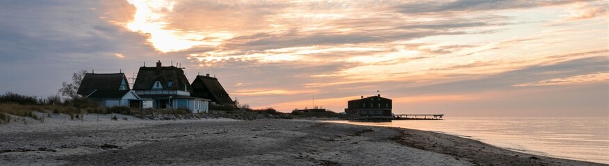 beach cottages by the sea, panorama