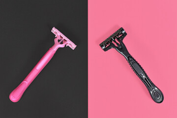 Concept for ender stereotypes showing pink and black razor aimed at specific genders 
