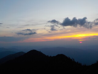 sunset in the smokey mountains