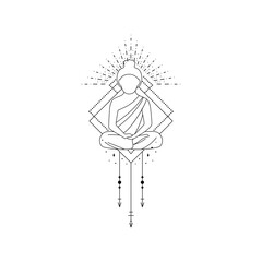 Magic Boho vector illustration on white background. Mystery design elements. Tattoo and logo templates.