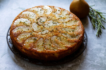 Pear and rosemary sponge cake