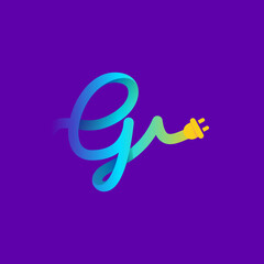 G letter logo with curl cable and plug adapter.