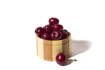 cherry in a box on white background