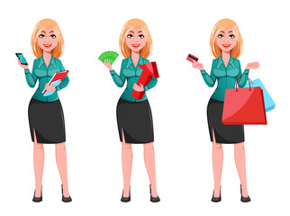Blond businesswoman cartoon character