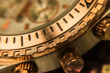 
Shiny gold watch details, gold watch macro, luxurious
